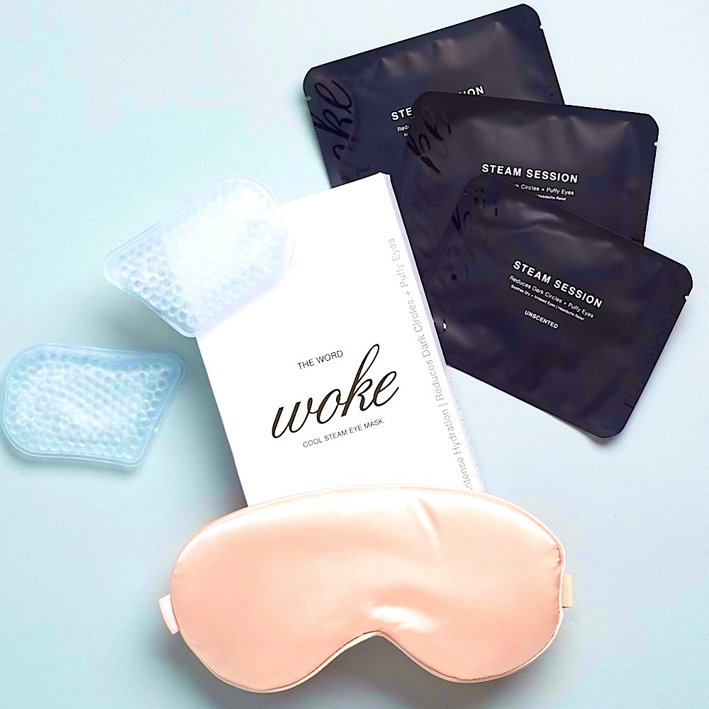 NIB THE WORD Woke up like this Cool Steam de puffing dark circles Eye Mask